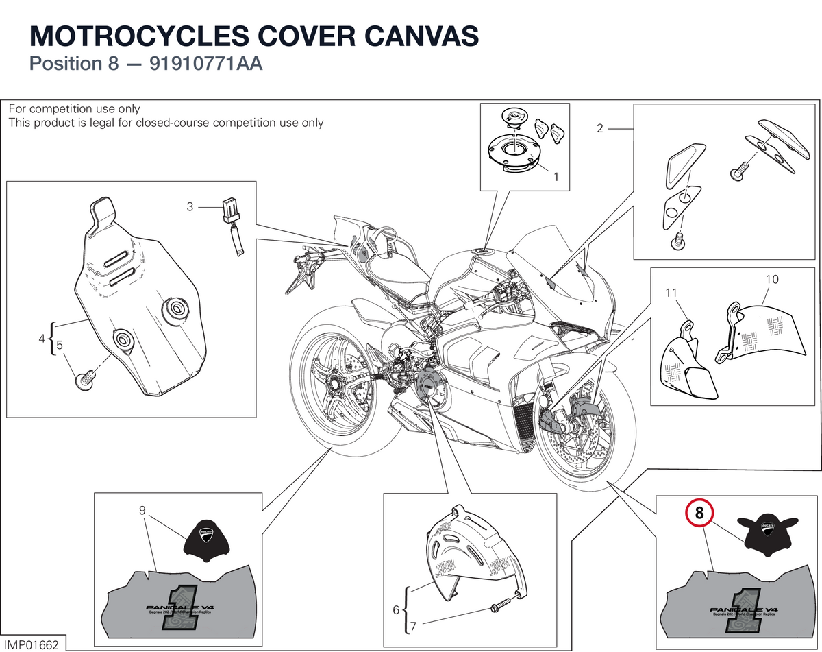 MOTROCYCLES COVER CANVAS 91910771AA diagram position