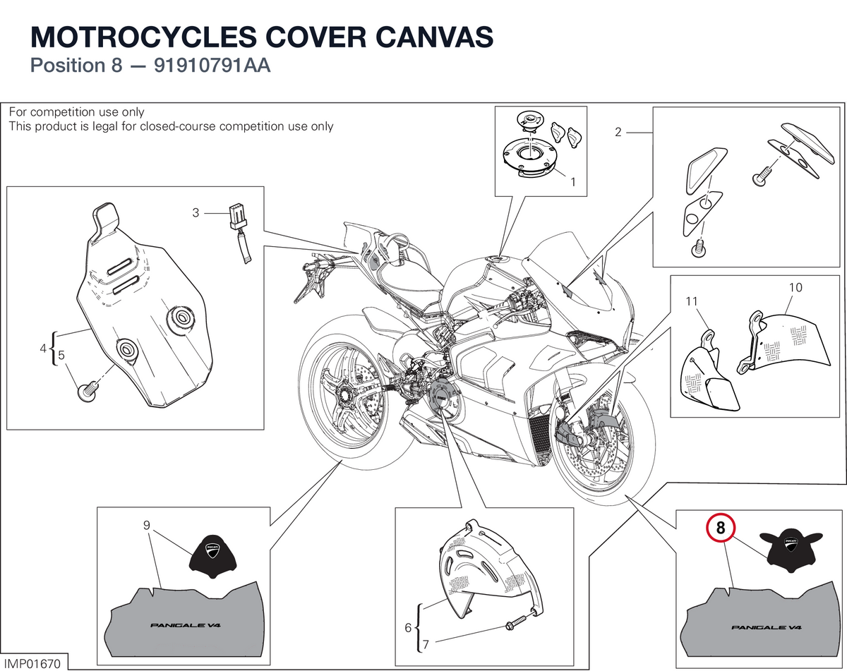 MOTROCYCLES COVER CANVAS 91910791AA diagram position
