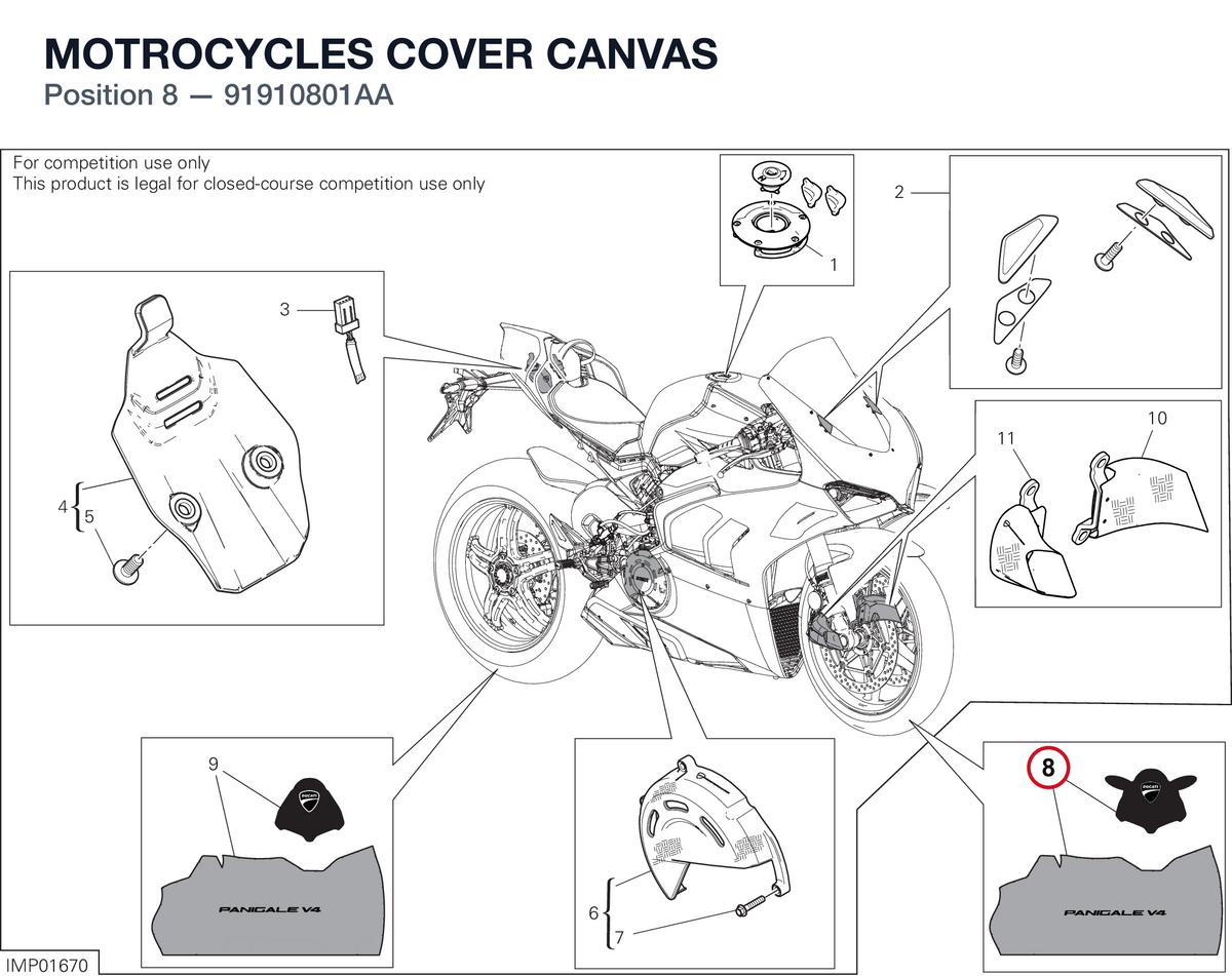MOTROCYCLES COVER CANVAS 91910801AA diagram position