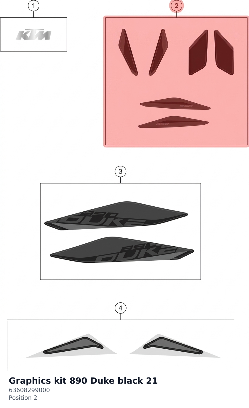 Diagram preview: Graphics kit 890 Duke black 21 (63608299000)