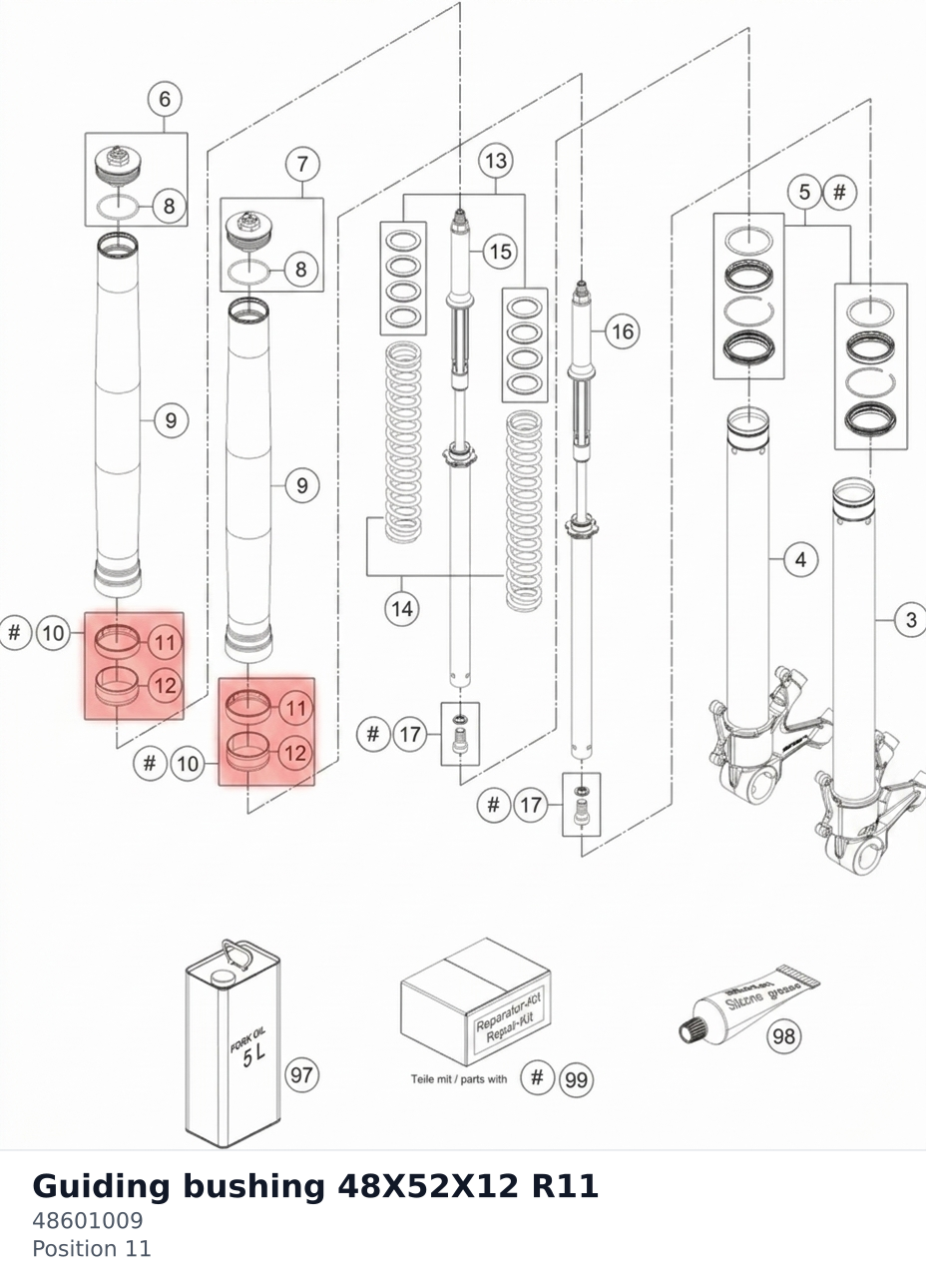 Diagram preview: Guiding bushing 48X52X12 R11 (48601009)