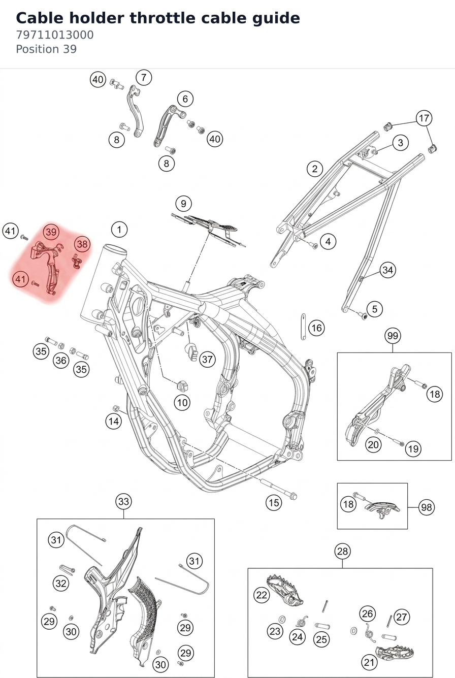 Diagram preview: Cable holder throttle cable guide (79711013000)