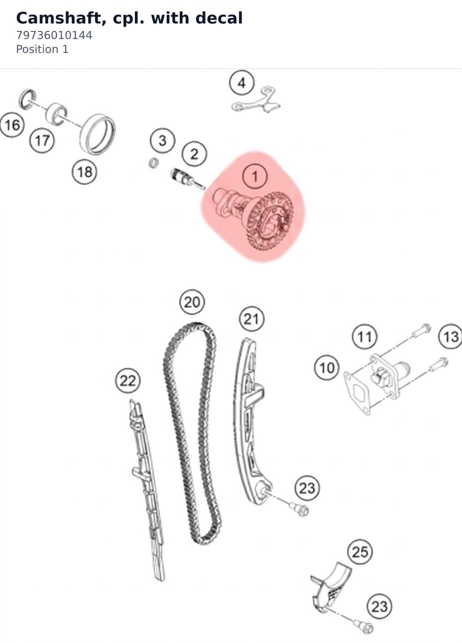 Diagram preview: Camshaft, cpl. with decal (79736010144)