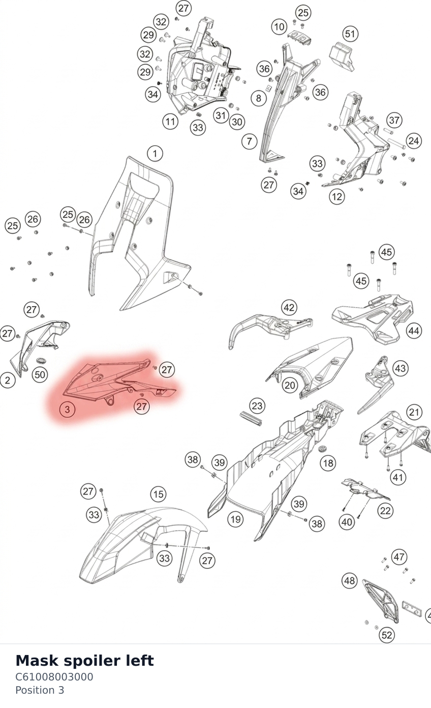 Diagram preview: Mask spoiler left (C61008003000)