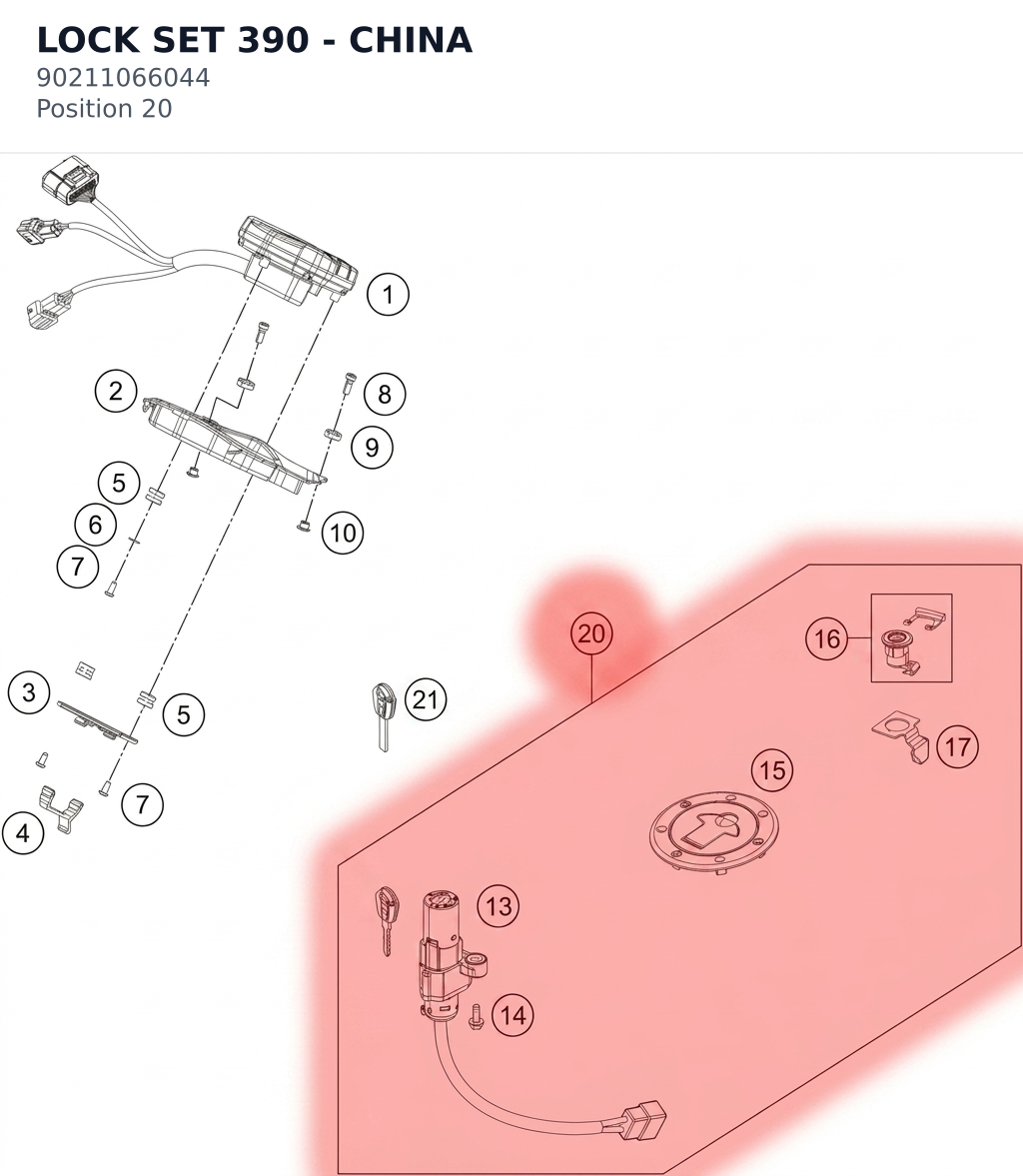 Diagram preview: LOCK SET 390 - CHINA (90211066044)