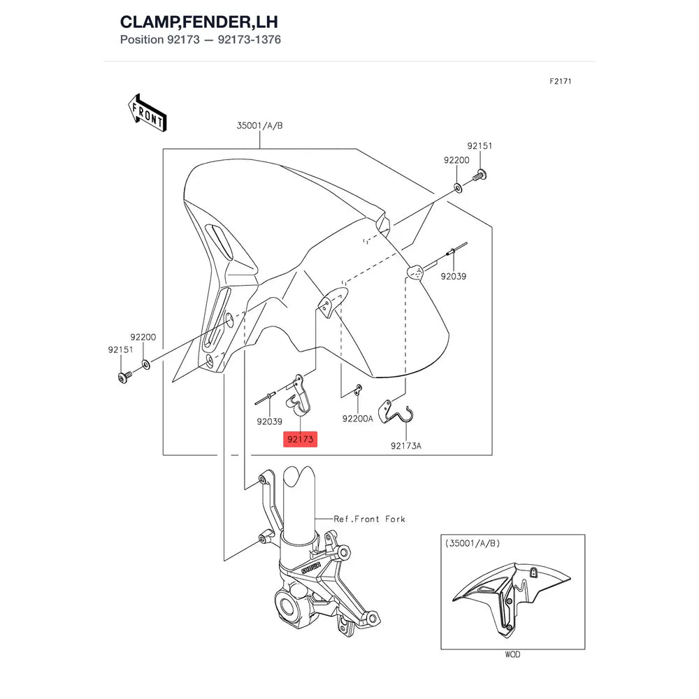 Kawasaki OEM – CLAMP,FENDER,LH product image