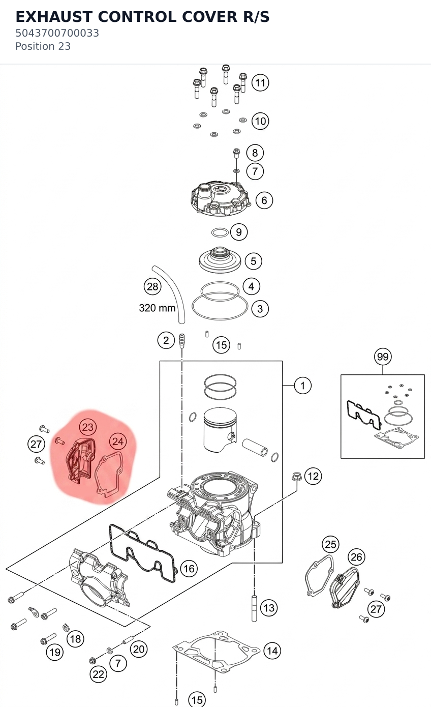 Diagram preview: EXHAUST CONTROL COVER R/S (5043700700033)