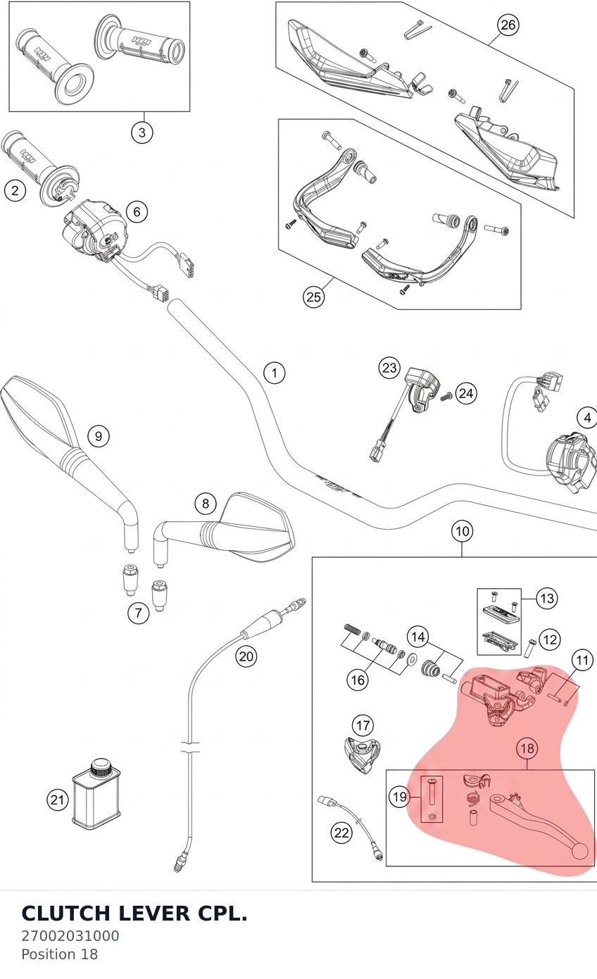 Diagram preview: CLUTCH LEVER CPL. (27002031000)