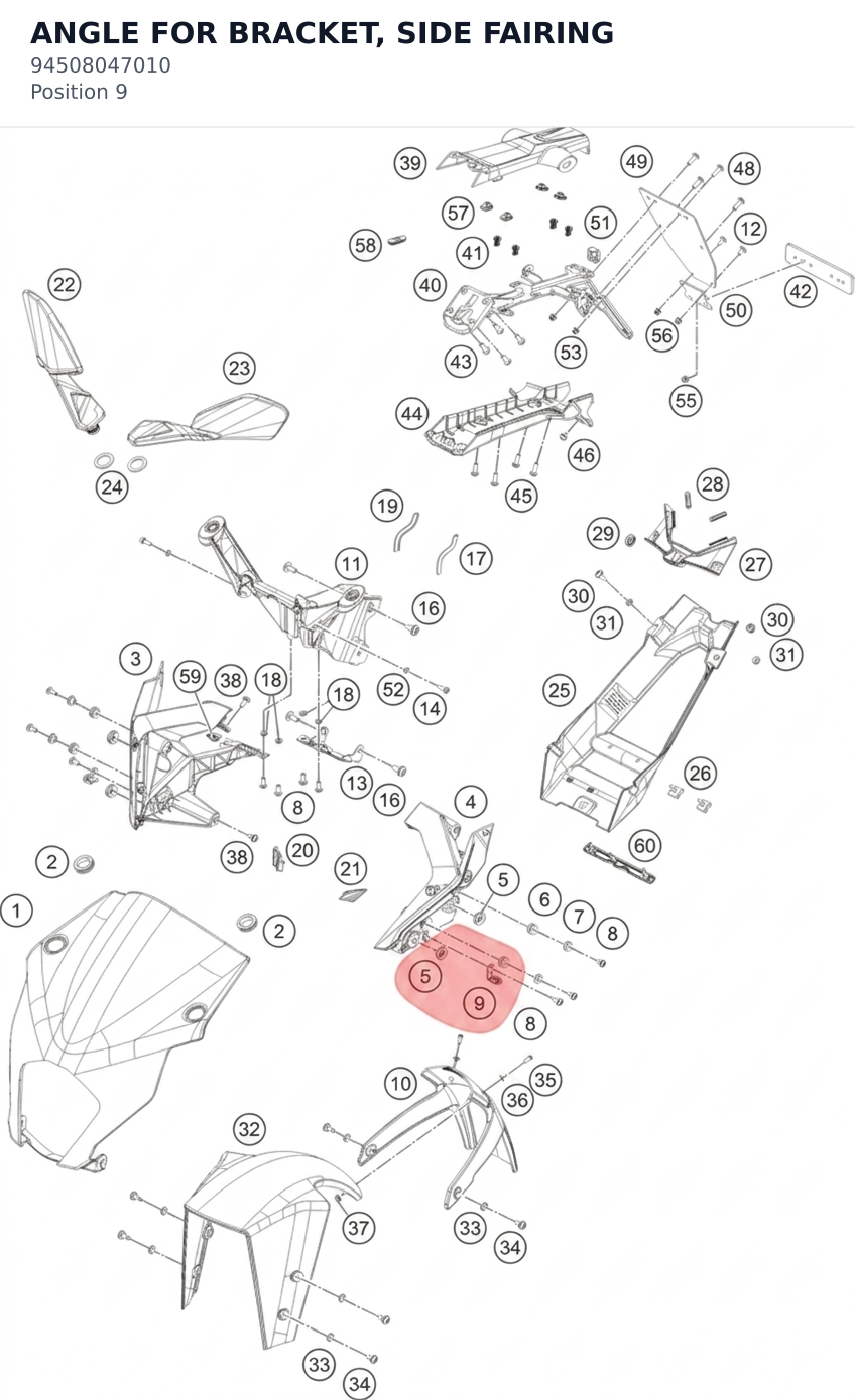 Diagram preview: ANGLE FOR BRACKET, SIDE FAIRING (94508047010)