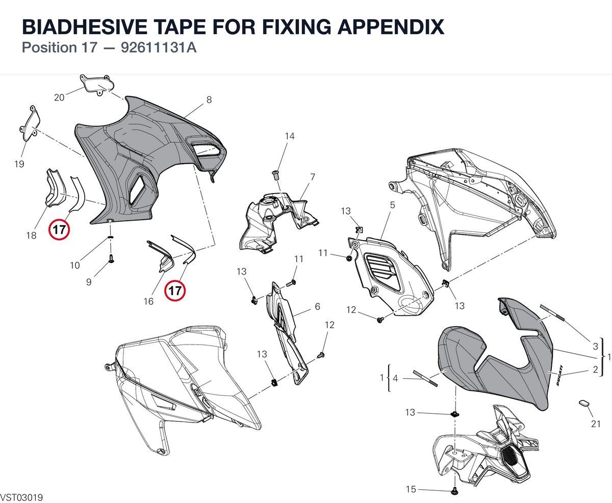 BIADHESIVE TAPE FOR FIXING APPENDIX 92611131A diagram position
