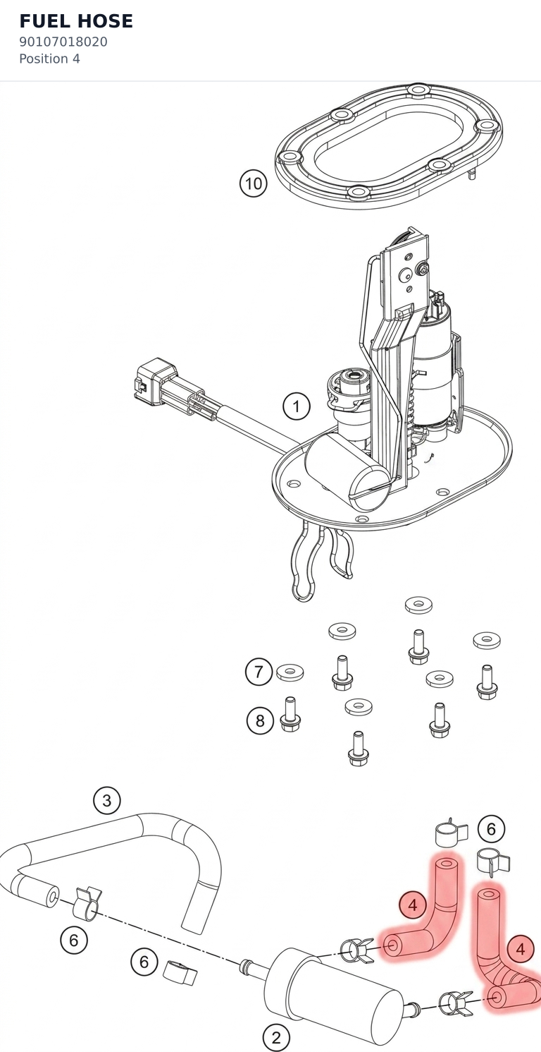 Diagram preview: FUEL HOSE (90107018020)
