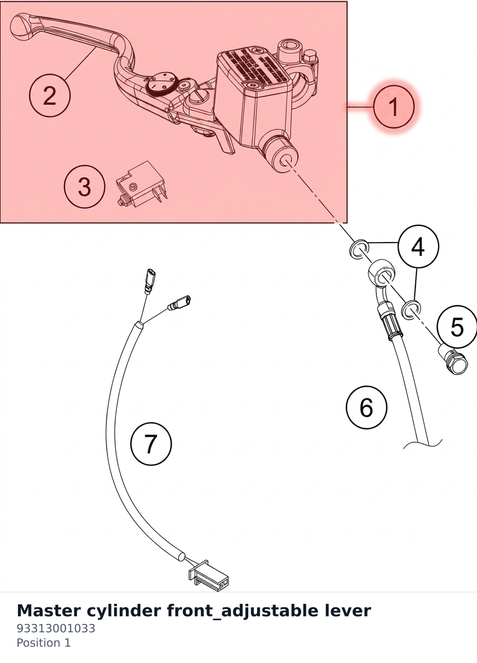 Diagram preview: Master cylinder front_adjustable lever (93313001033)