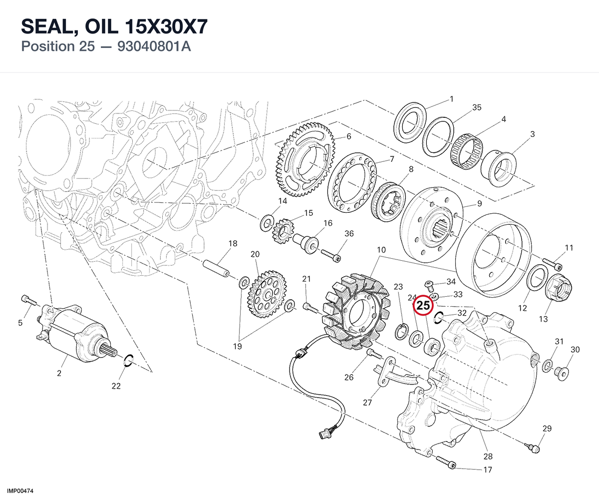 SEAL, OIL 15X30X7 93040801A diagram position