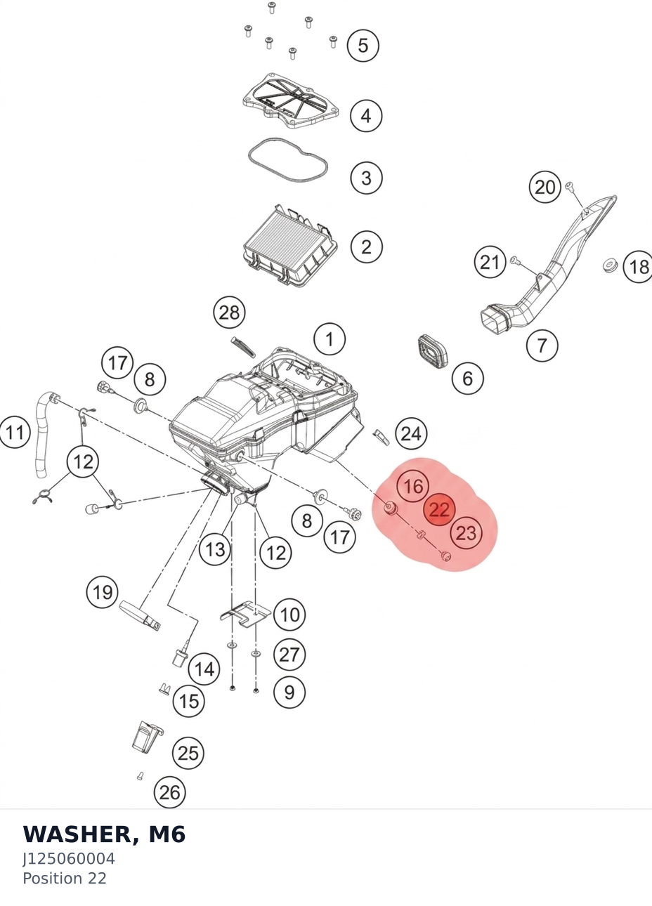 Diagram preview: WASHER, M6 (J125060004)