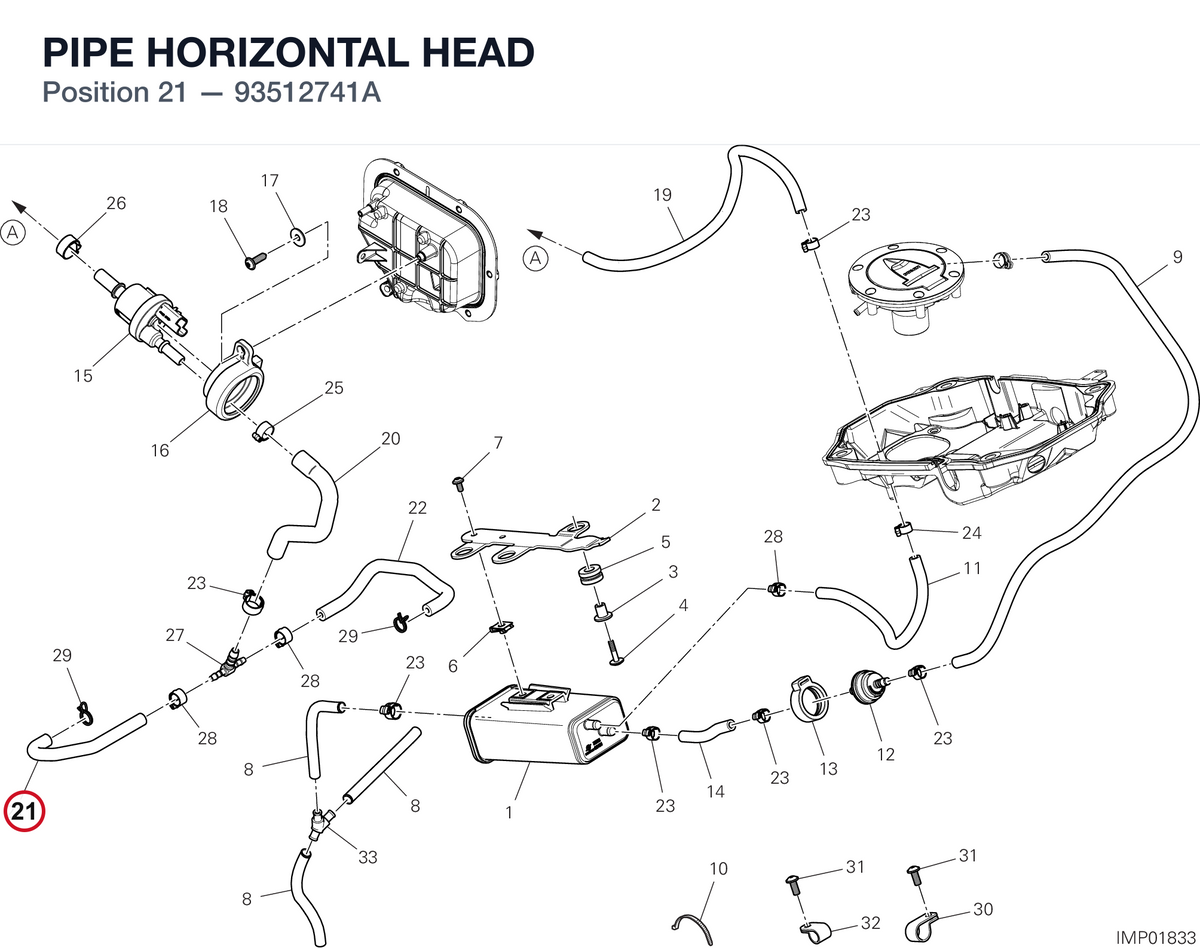 PIPE HORIZONTAL HEAD 93512741A diagram position