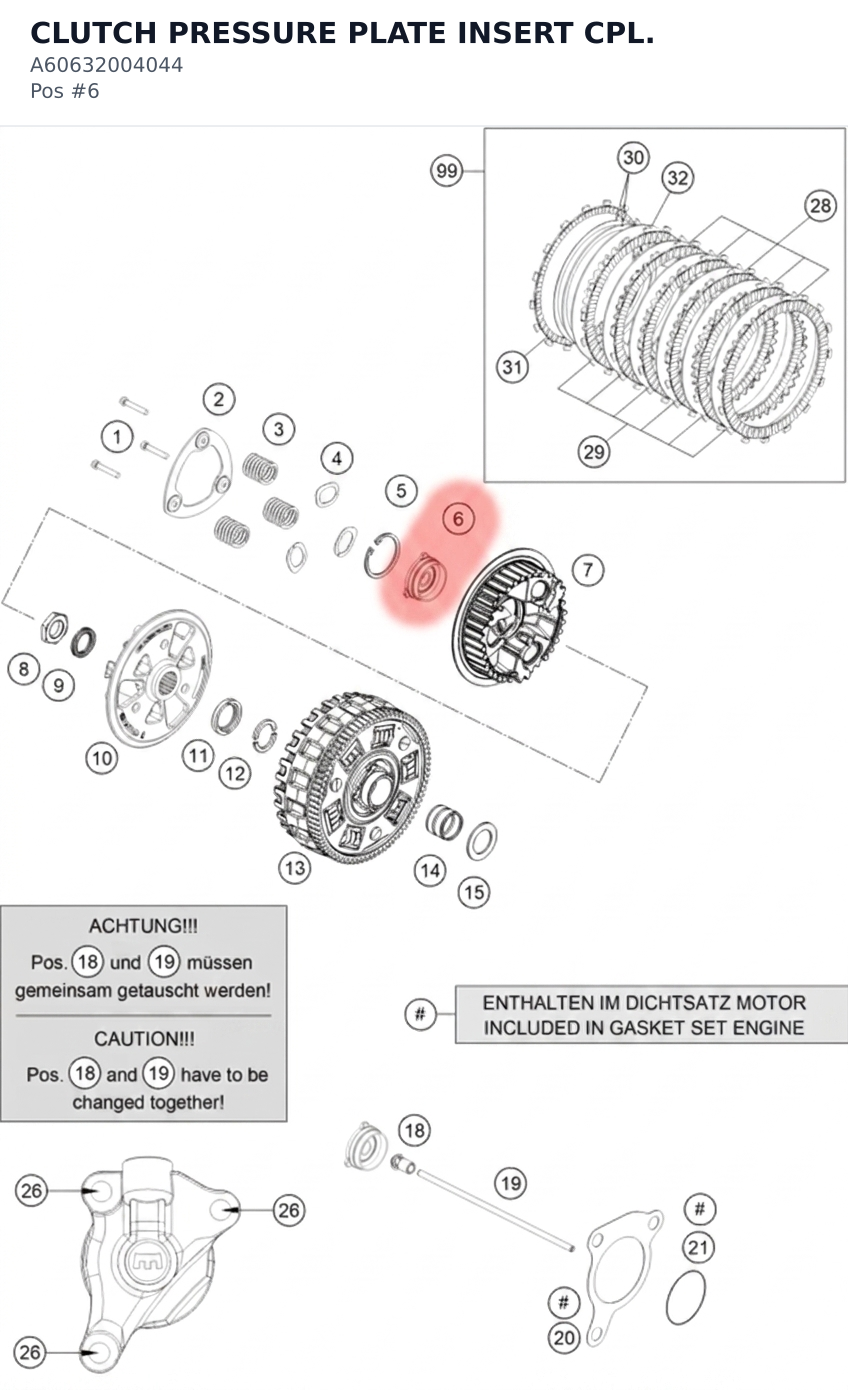 Diagram preview: CLUTCH PRESSURE PLATE INSERT CPL. (A60632004044)