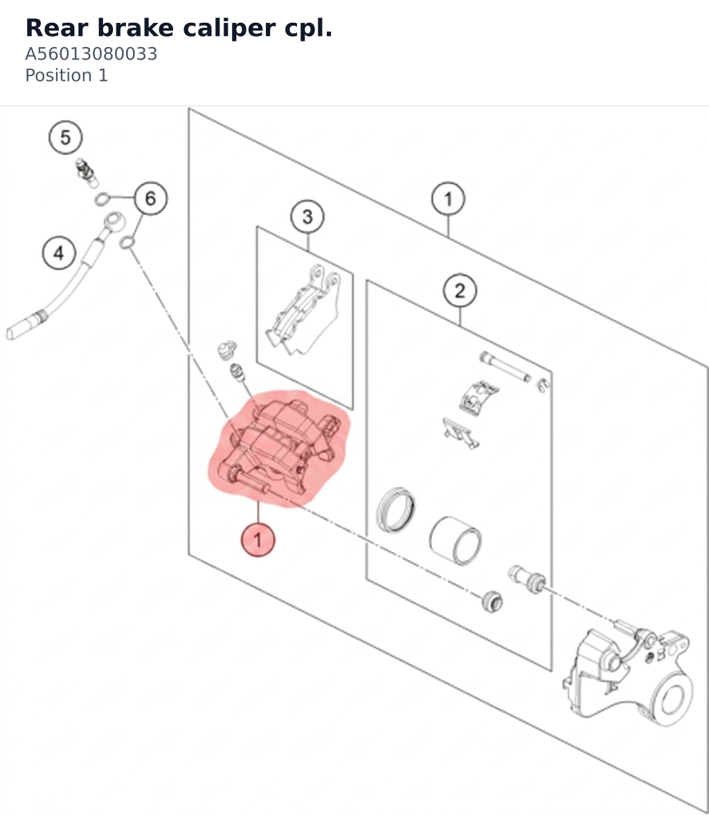 Diagram preview: Rear brake caliper cpl. (A56013080033)