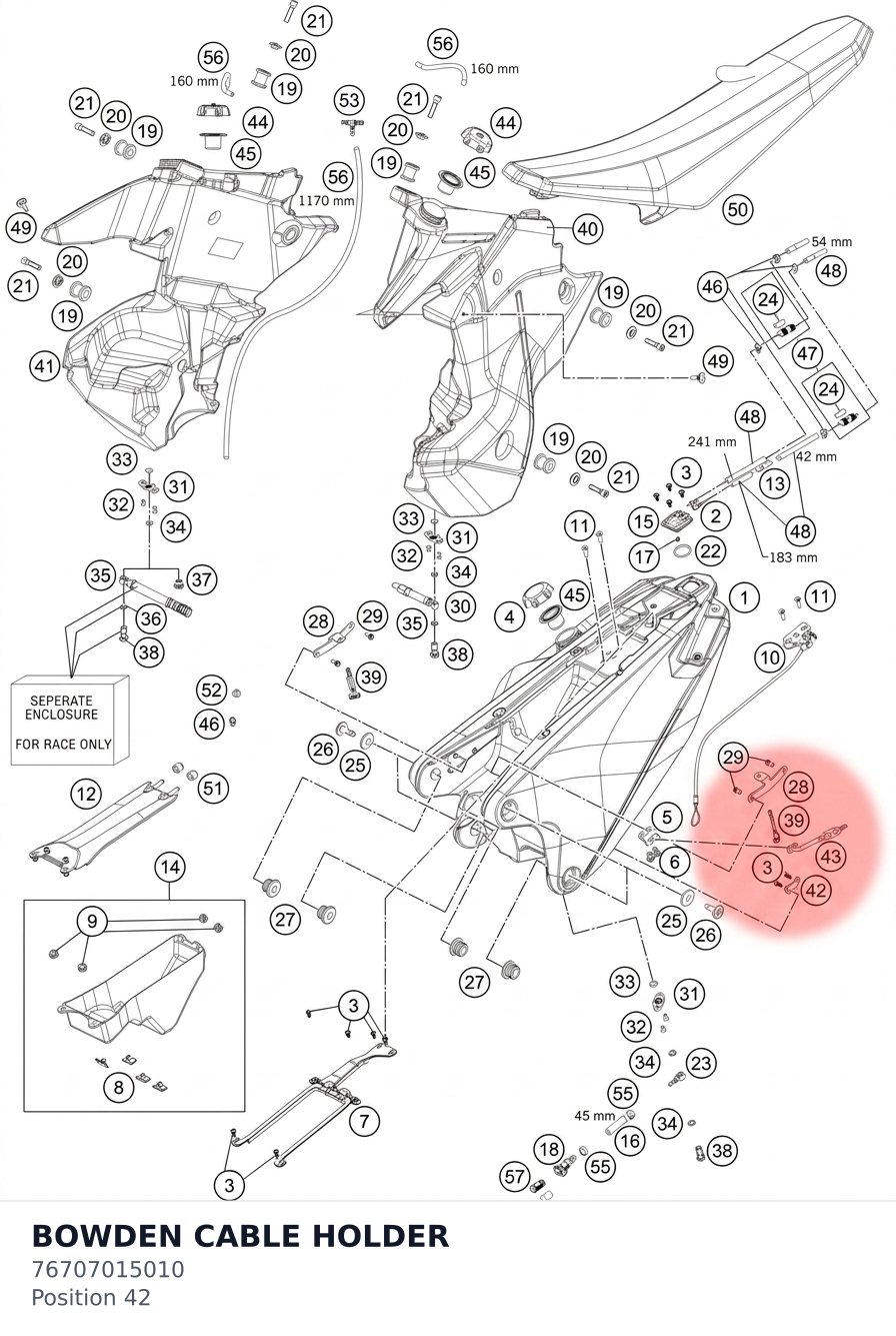 Diagram preview: BOWDEN CABLE HOLDER (76707015010)