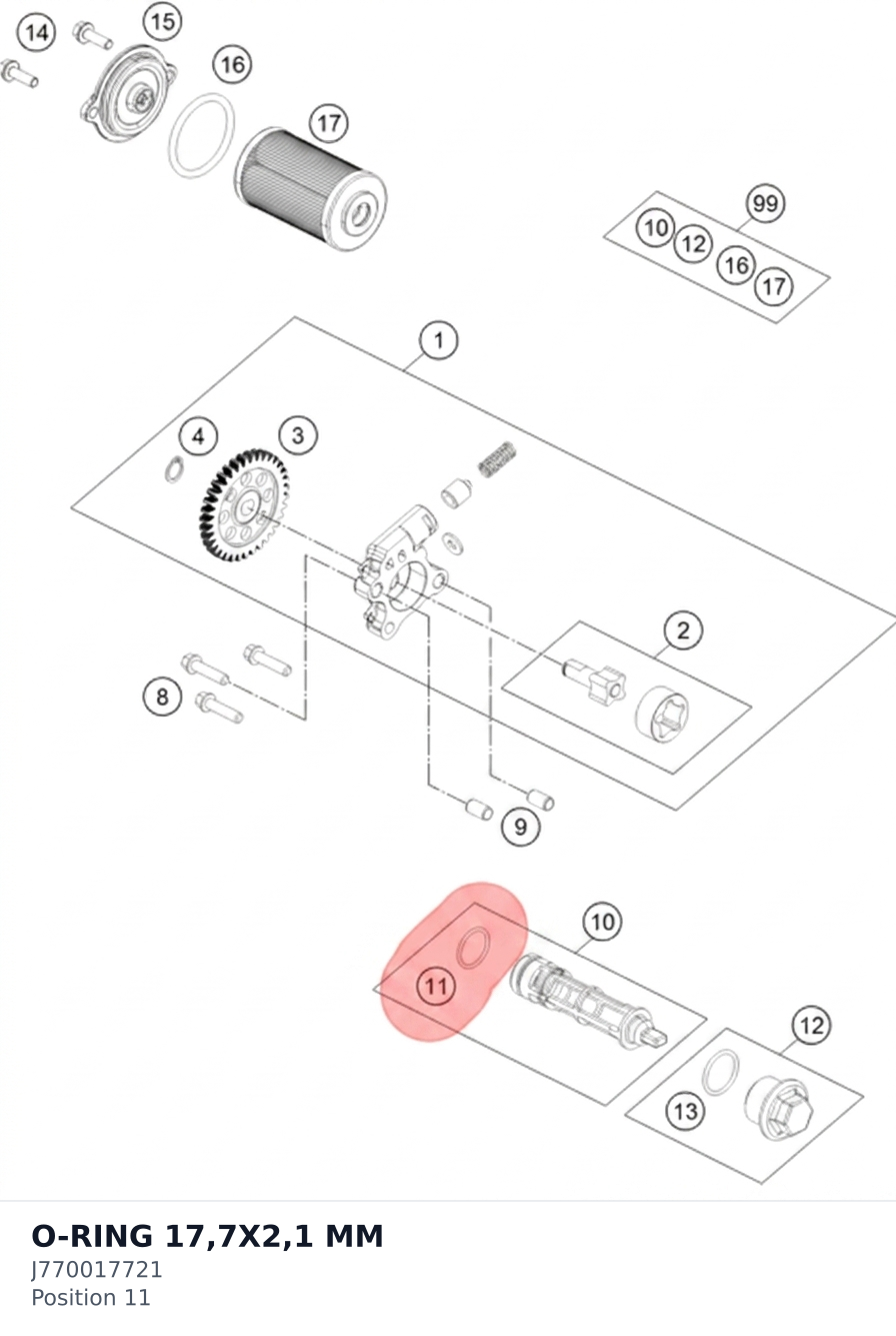 Diagram preview: O-RING 17,7X2,1 MM (J770017721)