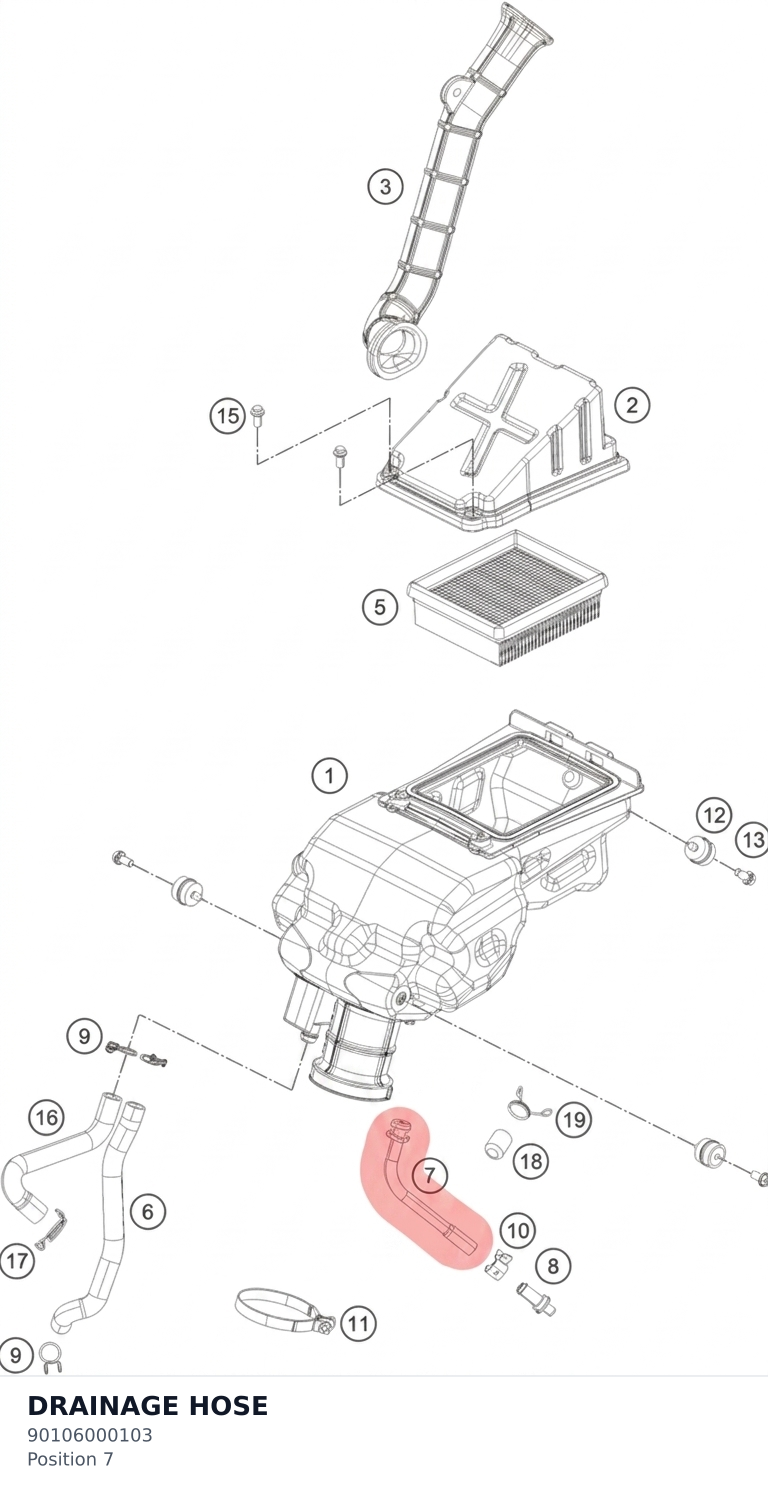 Diagram preview: DRAINAGE HOSE (90106000103)