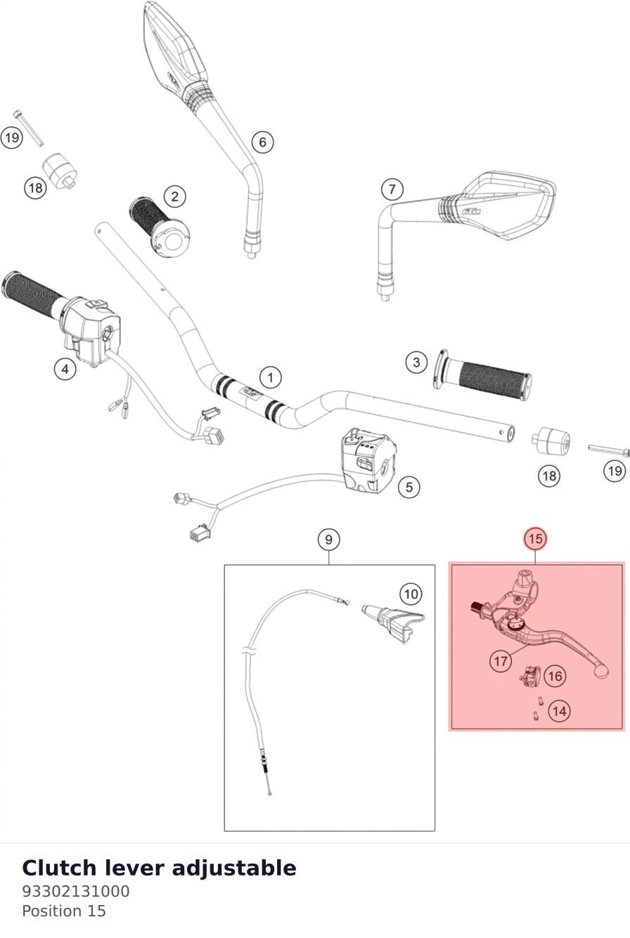 Diagram preview: Clutch lever adjustable (93302131000)