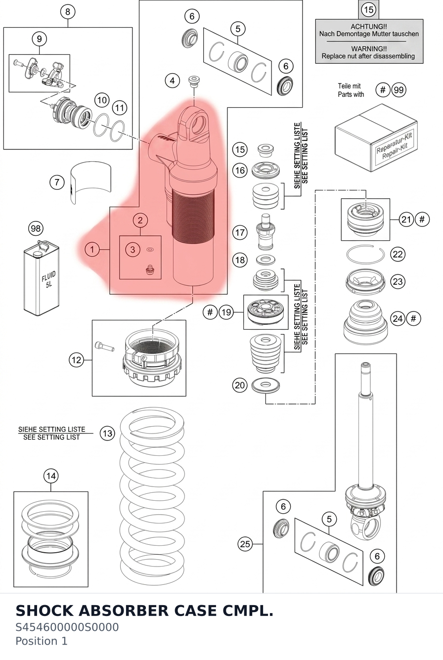 Diagram preview: SHOCK ABSORBER CASE CMPL. (S454600000S0000)