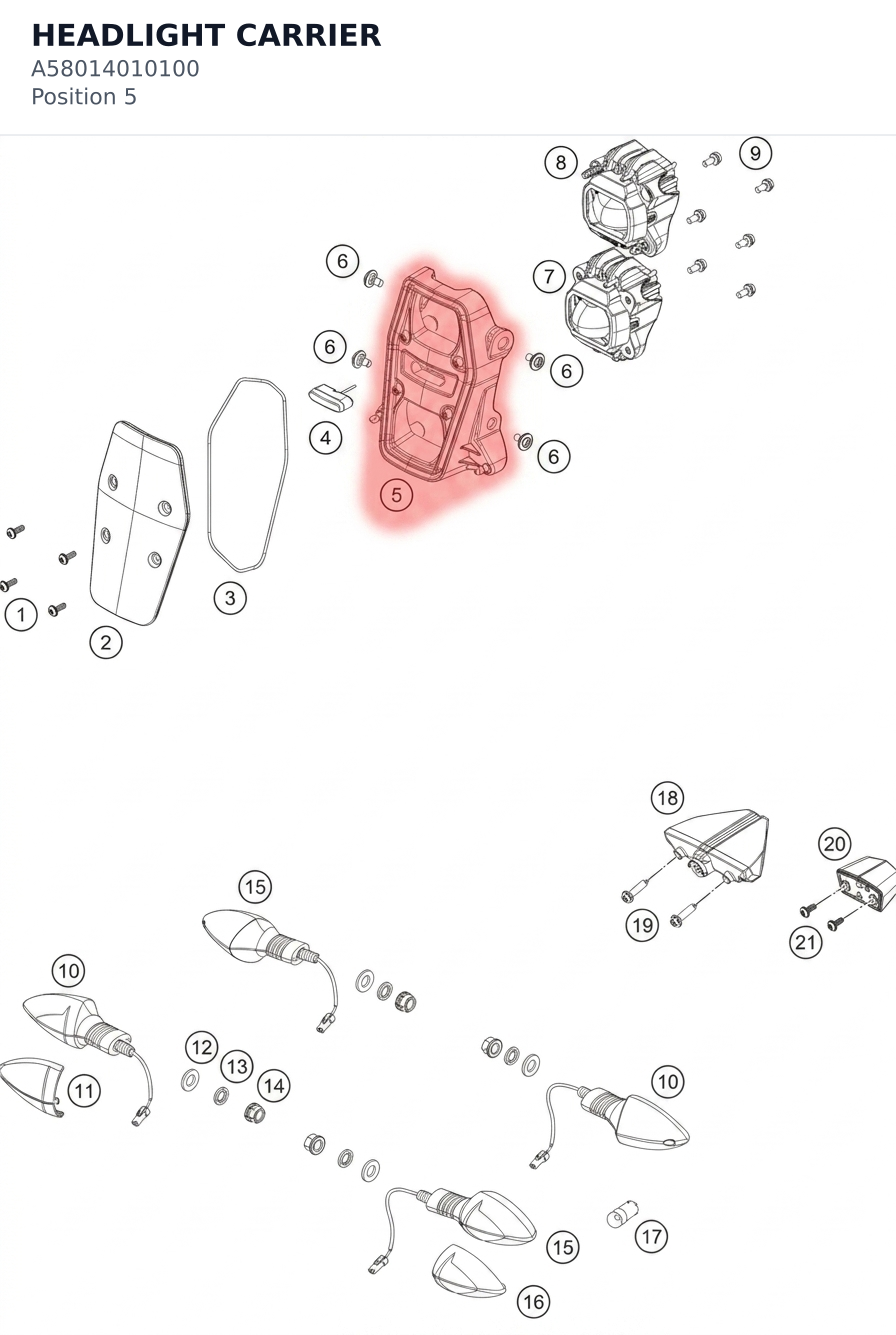 Diagram preview: HEADLIGHT CARRIER (A58014010100)