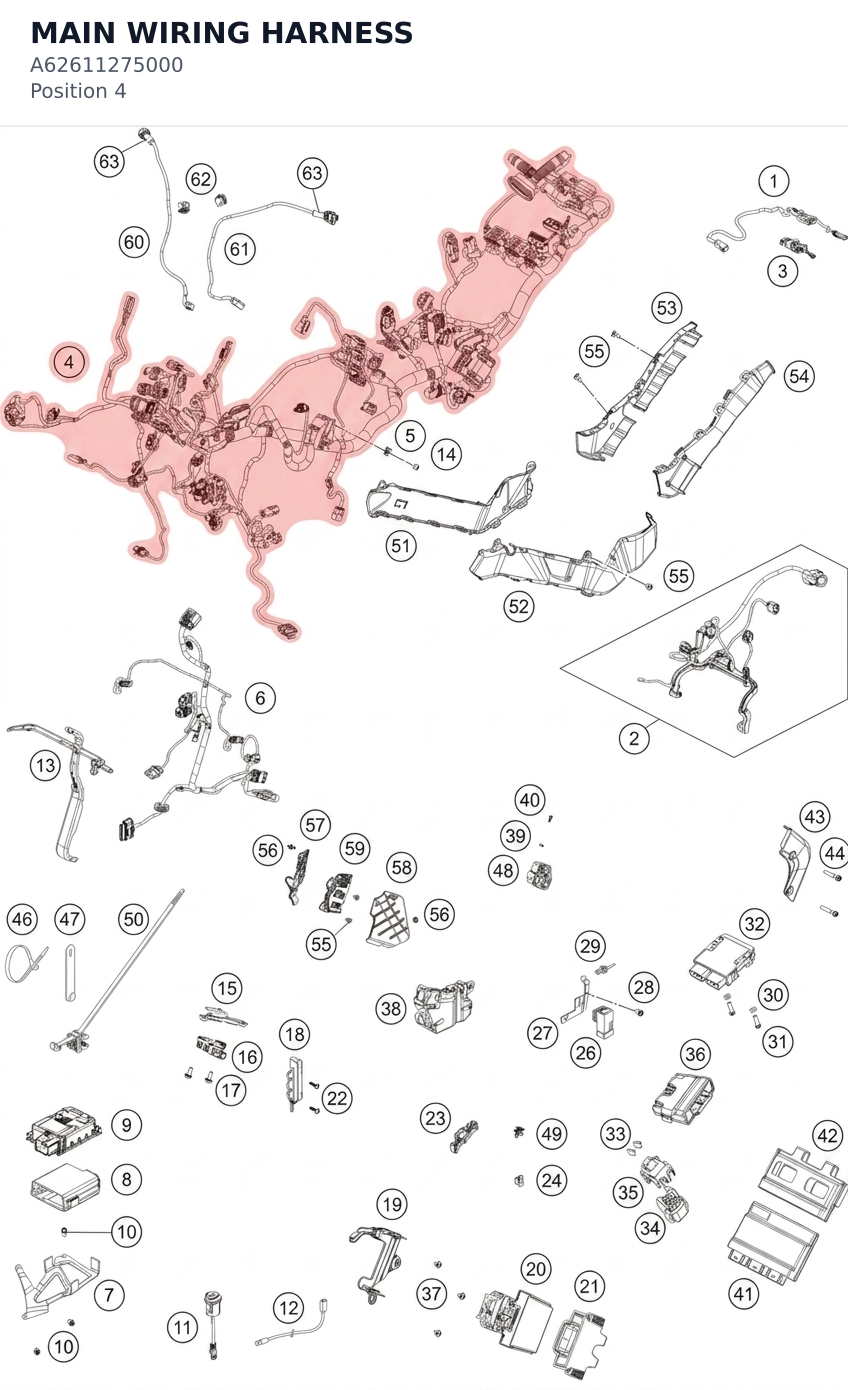 Diagram preview: MAIN WIRING HARNESS (A62611275000)
