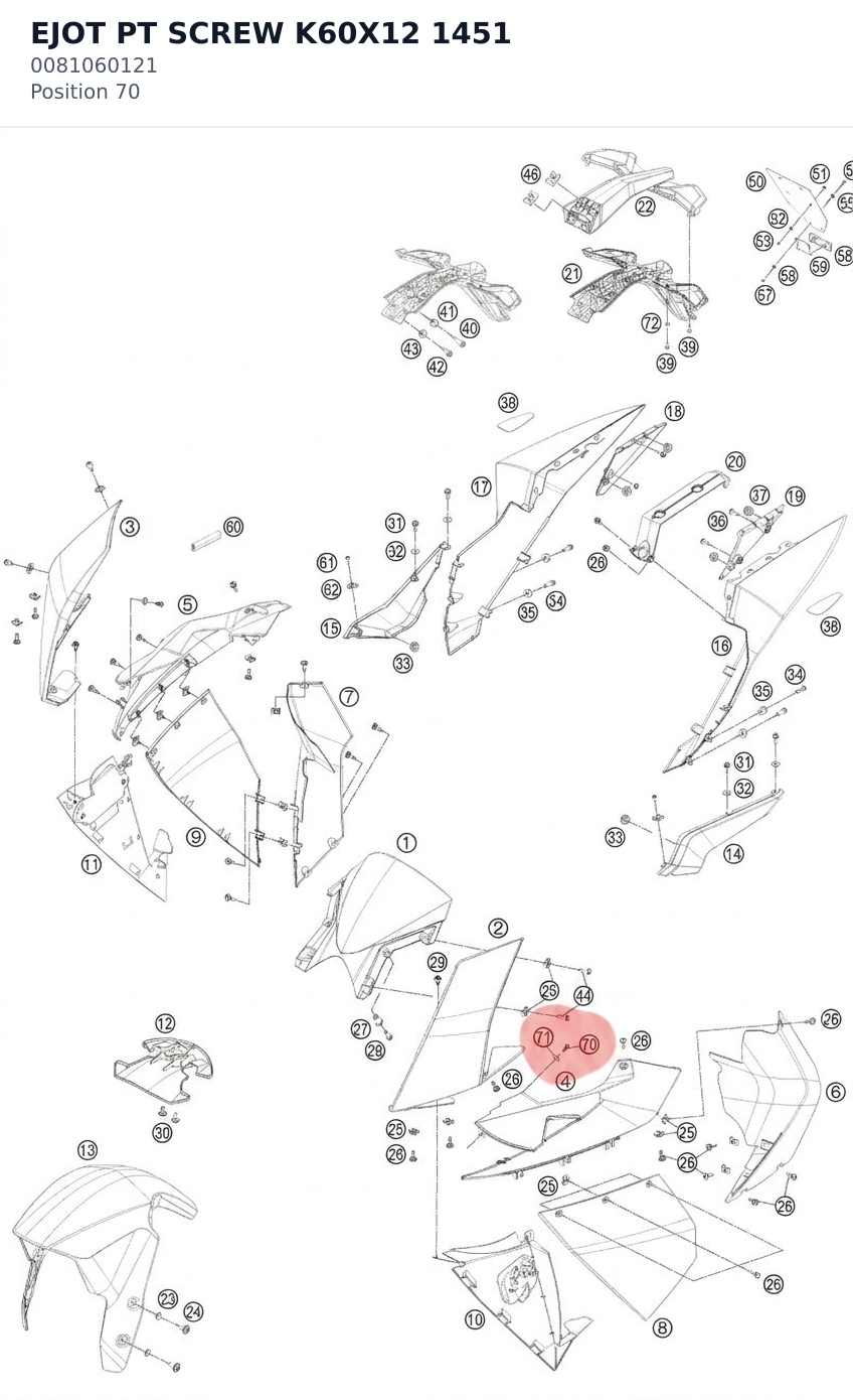 Diagram preview: EJOT PT SCREW K60X12 1451 (0081060121)