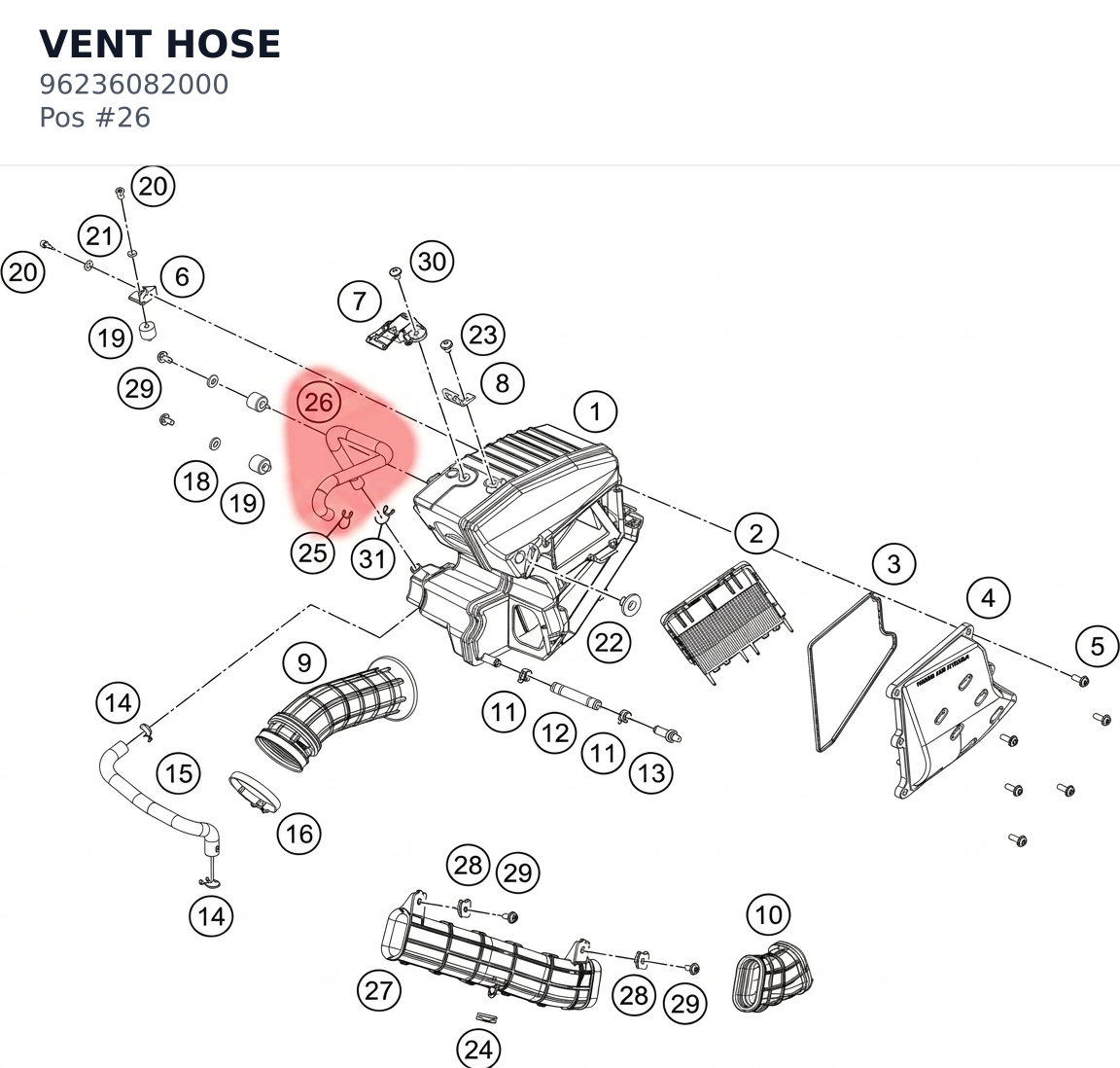 Diagram preview: VENT HOSE (96236082000)