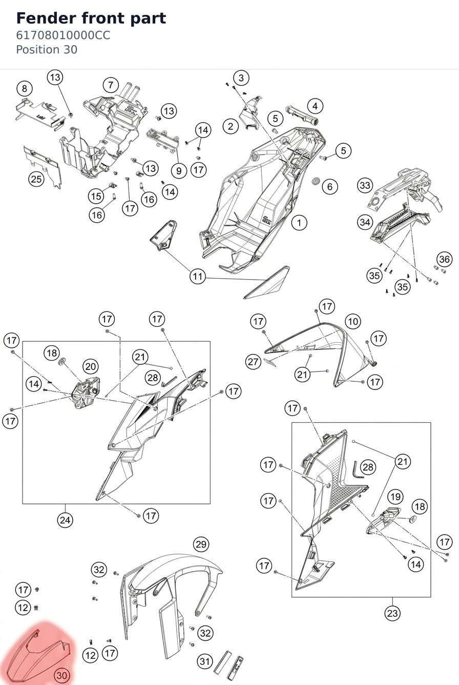 Diagram preview: Fender front part (61708010000CC)