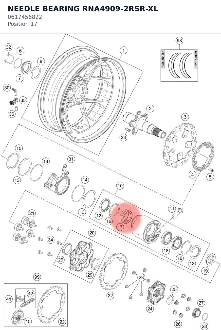 Diagram preview: NEEDLE BEARING RNA4909-2RSR-XL (0617456822)