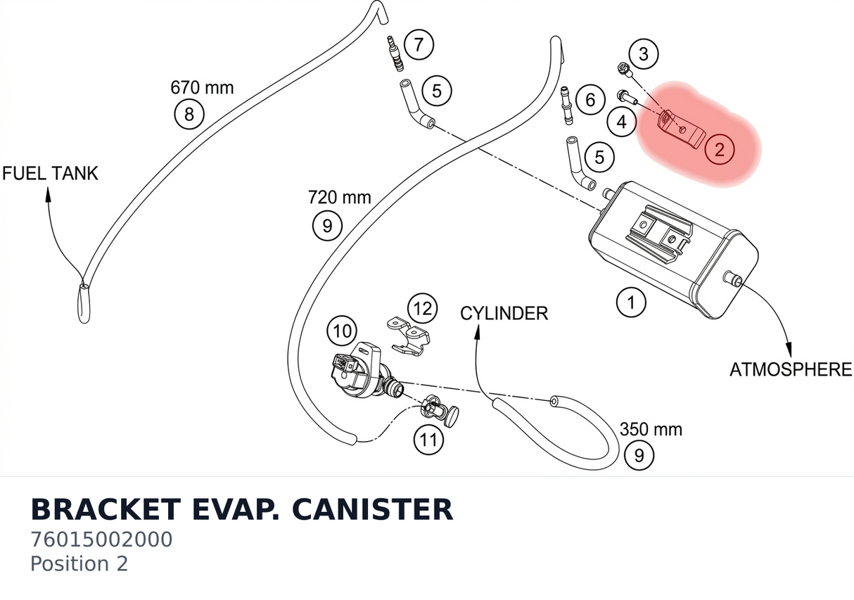 Diagram preview: BRACKET EVAP. CANISTER (76015002000)