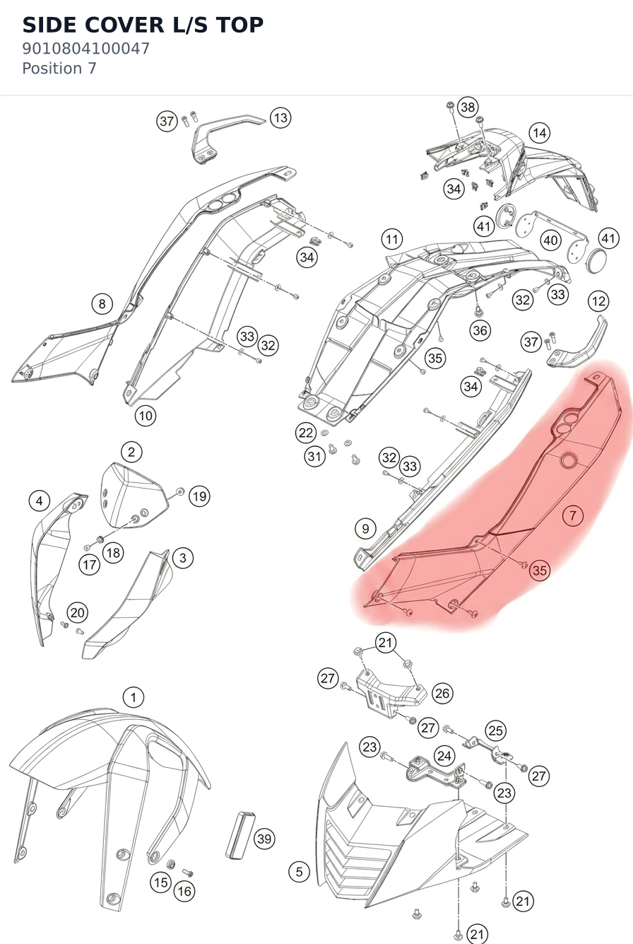 Diagram preview: SIDE COVER L/S TOP (9010804100047)