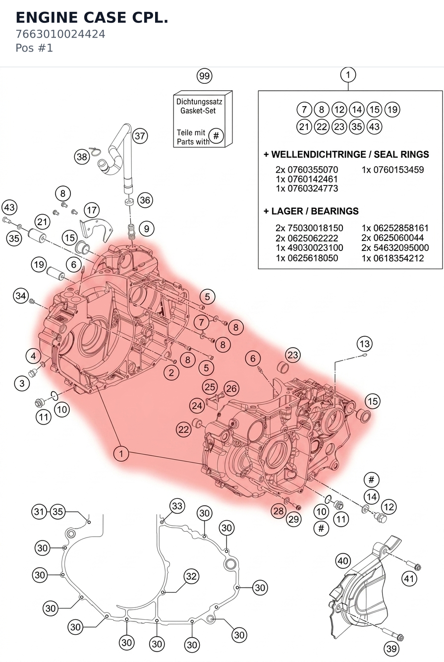 Diagram preview: ENGINE CASE CPL. (7663010024424)