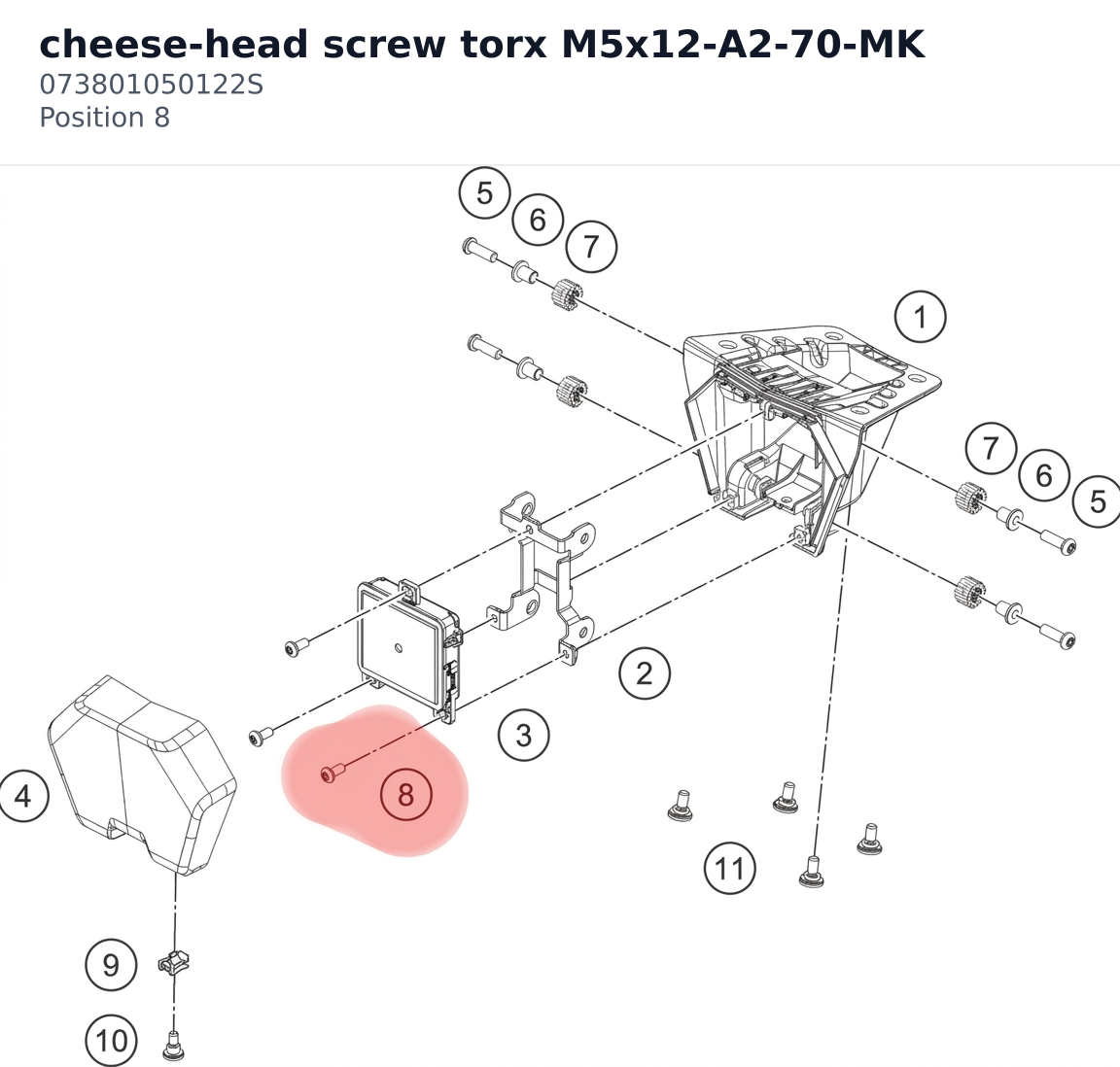 Diagram preview: cheese-head screw torx M5x12-A2-70-MK (073801050122S)