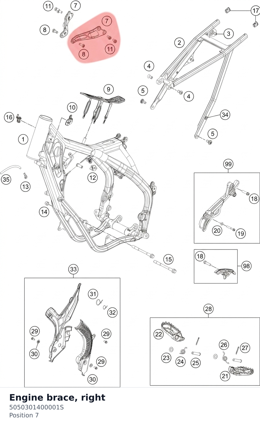 Diagram preview: Engine brace, right (5050301400001S)