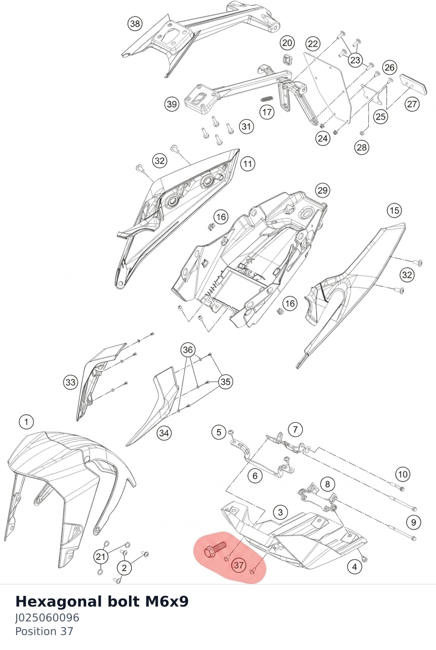 Diagram preview: Hexagonal bolt M6x9 (J025060096)