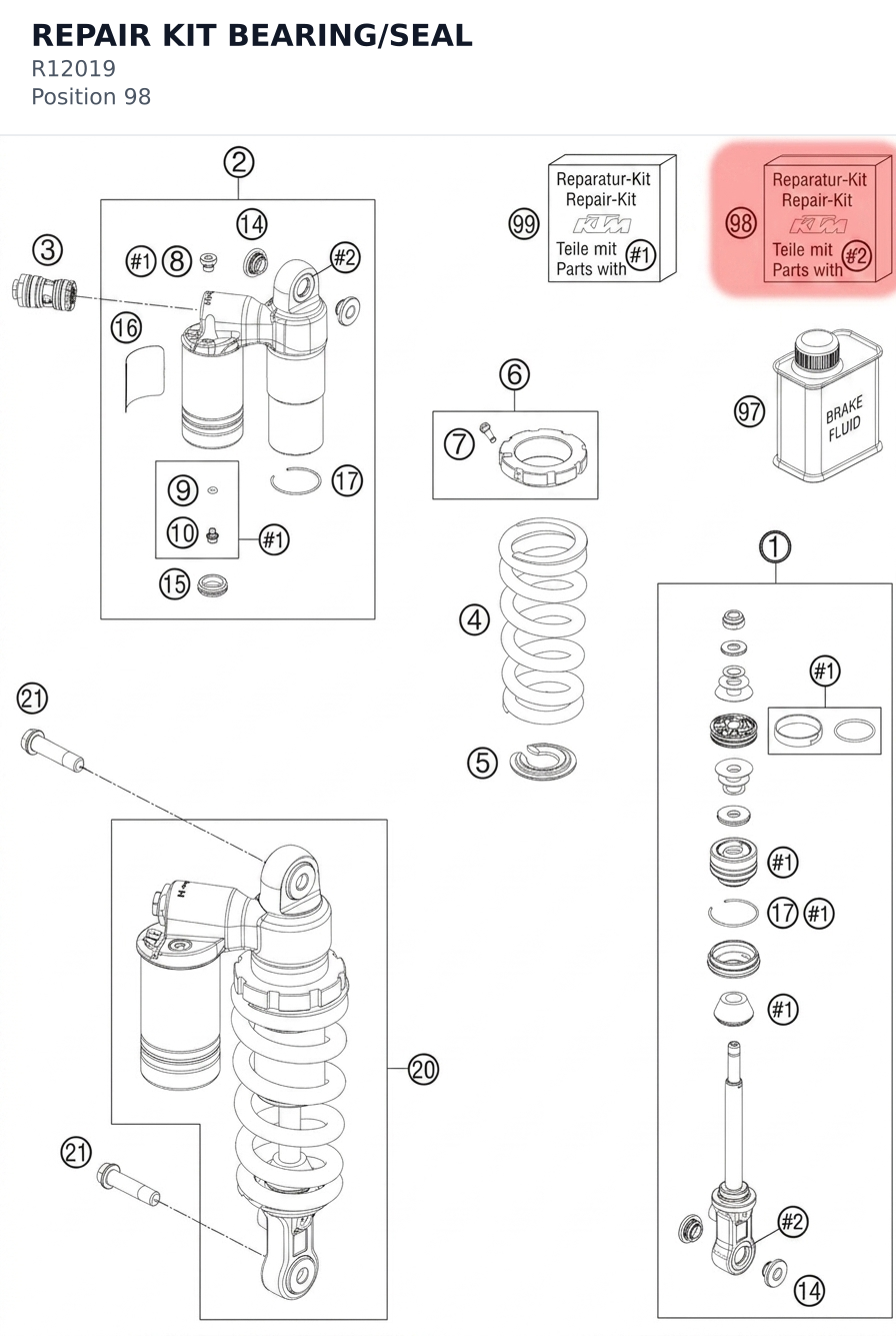 Diagram preview: REPAIR KIT BEARING/SEAL (R12019)