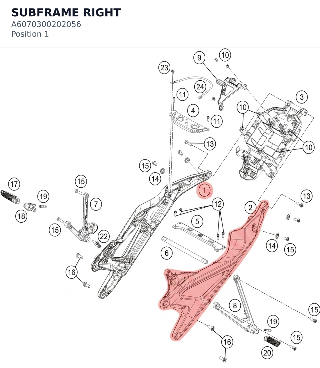 Diagram preview: SUBFRAME RIGHT (A6070300202056)