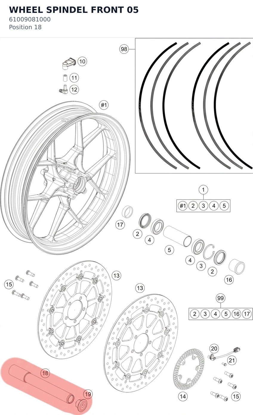 Diagram preview: WHEEL SPINDEL FRONT 05 (61009081000)