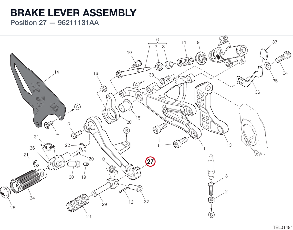 BRAKE LEVER ASSEMBLY 96211131AA diagram position