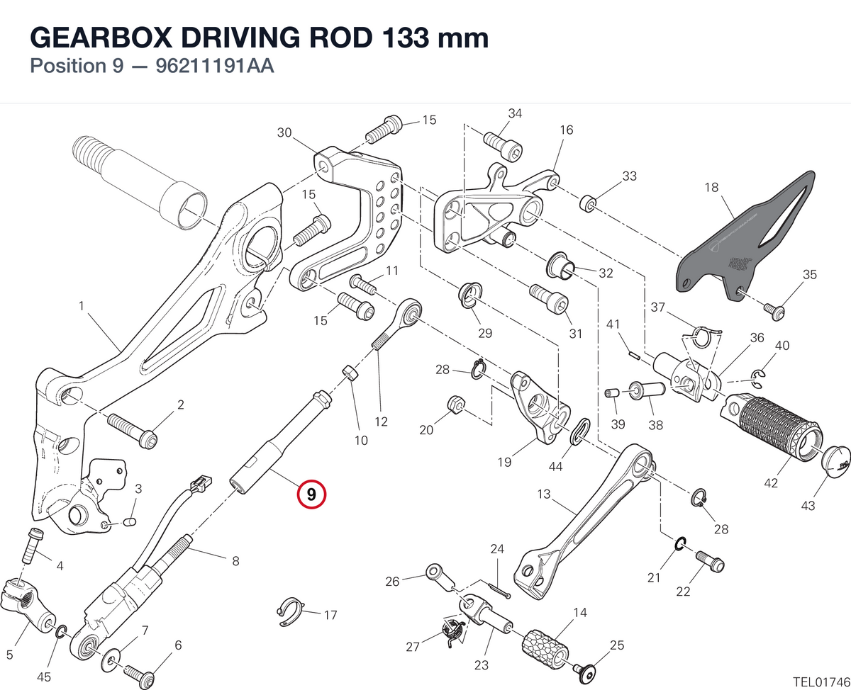 GEARBOX DRIVING ROD 133 mm 96211191AA diagram position