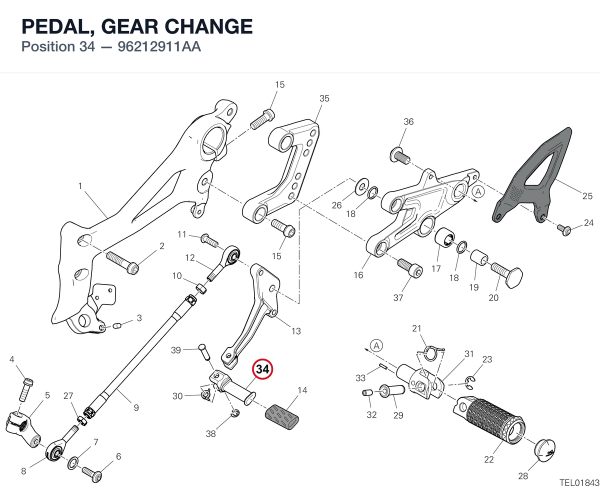 PEDAL, GEAR CHANGE 96212911AA diagram position
