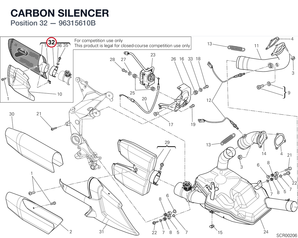 CARBON SILENCER 96315610B diagram position