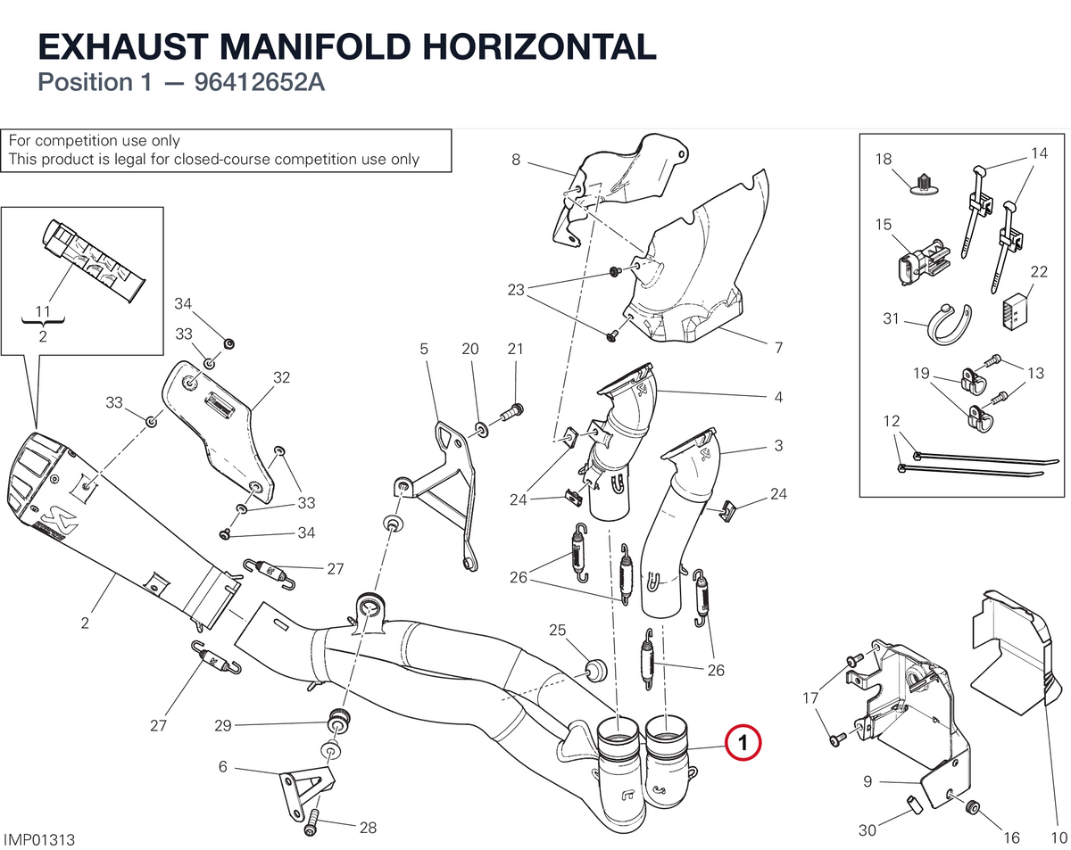 EXHAUST MANIFOLD HORIZONTAL 96412652A diagram position