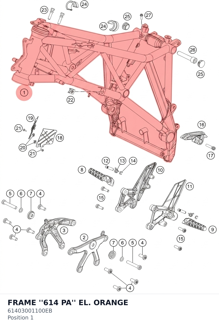 Diagram preview: FRAME ''614 PA'' EL. ORANGE (61403001100EB)