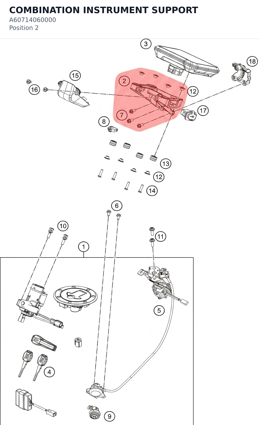 Diagram preview: COMBINATION INSTRUMENT SUPPORT (A60714060000)