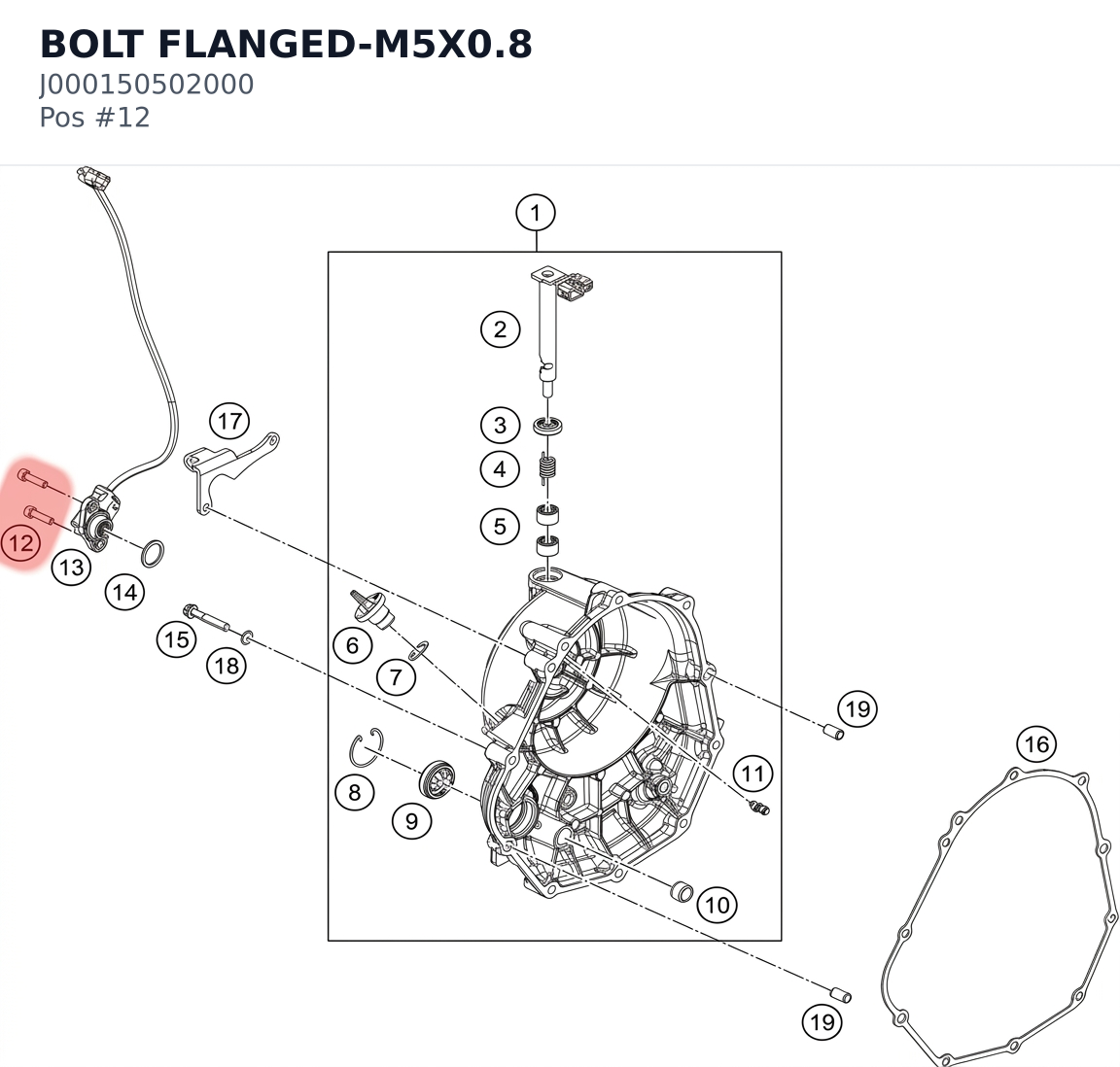 Diagram preview: BOLT FLANGED-M5X0.8 (J000150502000)