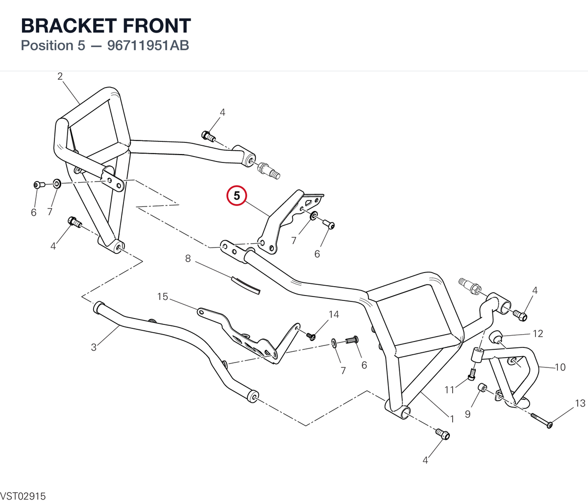 BRACKET FRONT 96711951AB diagram position